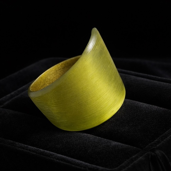 Alexis Bittar Yellow Lucite Cuff Bracelet 
Hand Carved - Picture 4 of 10